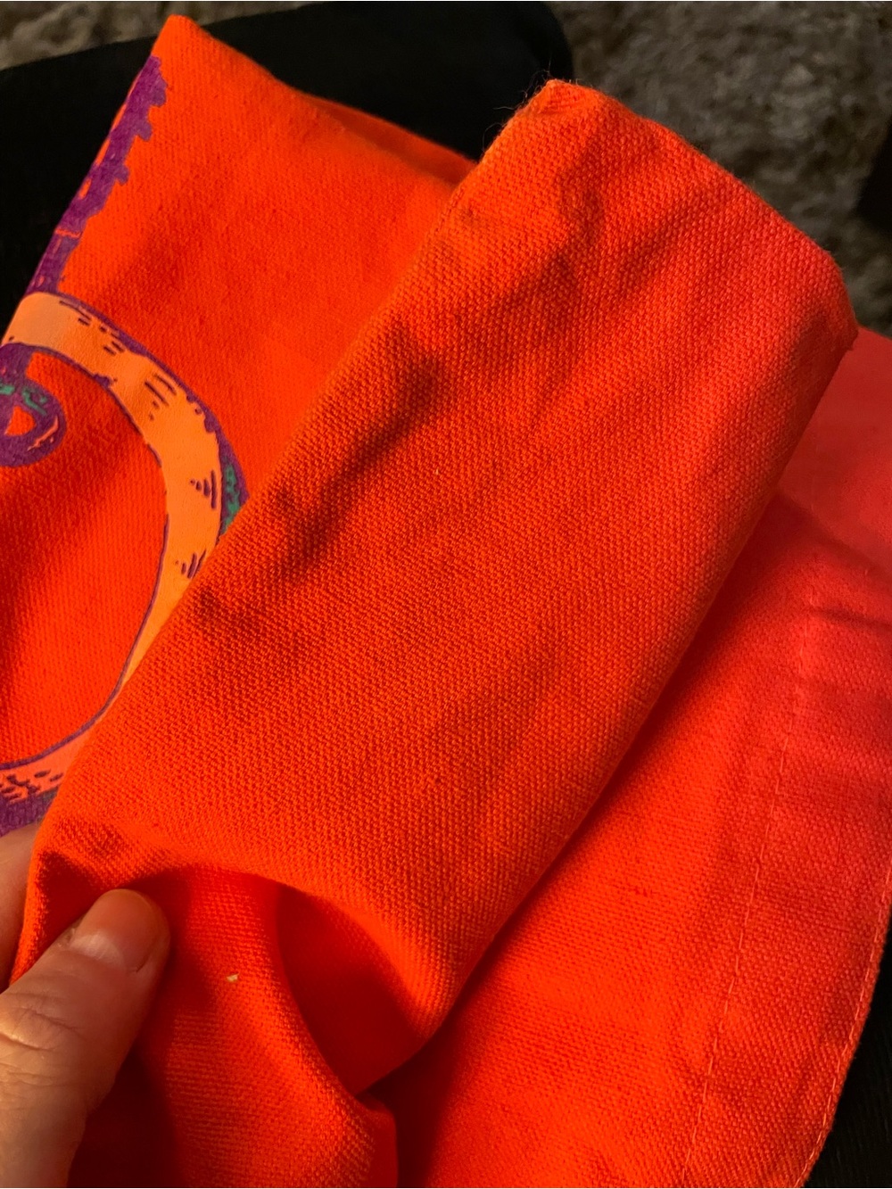 Out of Print Orange Canvas Tote with Black Label - Picture 4 of 7